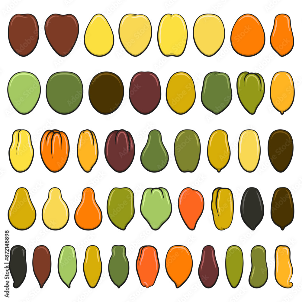 Poster set of color illustrations with green and yellow tomatoes. isolated vector objects on white backgrou