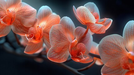   Close-up of a group of flowers with orange petals against a black background