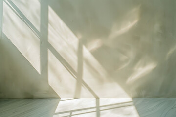 Obraz premium Minimalist Sunlight Shadows on Textured Wall in Soft Serene Interior