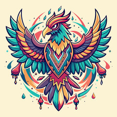 color drawing mythical eagle tattoo style white