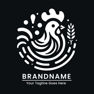 Minimalist chicken logo with elegant line art for modern restaurant branding