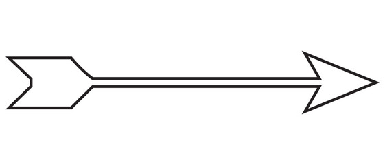 Arrow sign icon, line arrow on white background. Long arrow icon. Long arrow vector, silhouette, arrow icon. Vector set of trendy long arrows left and right in flat style. Arrow pointing.