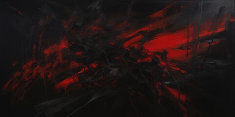 Abstract Surreal Colorful Pulverized Oil Painting with Red and Black Hues