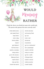 Game card with watercolor pink Peter Rabbit