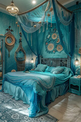 Luxurious turquoise bedroom