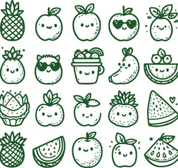 Seamless pattern sweet fruit illustration background. Vector fruit illustration in a linear simple style.