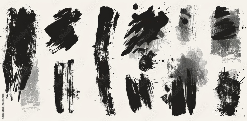 Aufkleber grunge design elements. rectangle text boxes. brush strokes.