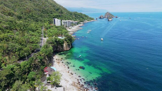 Crystal Clear Water at Paredon Beach, Puerto Vallarta, Mexico. Vacation Concept