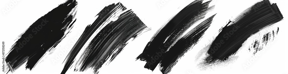 Poster An isolated collection of realistic black marker brush strokes.