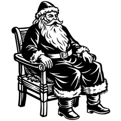 create a simple black and white father christmas