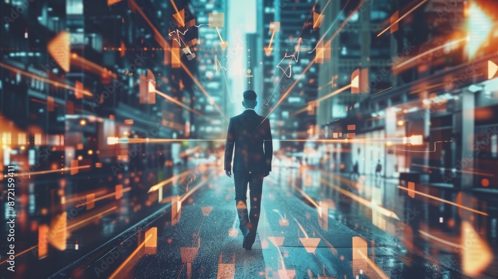 Poster a business executive navigating through a network structure
