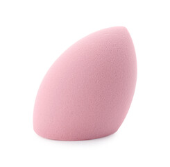 One pink makeup sponge isolated on white