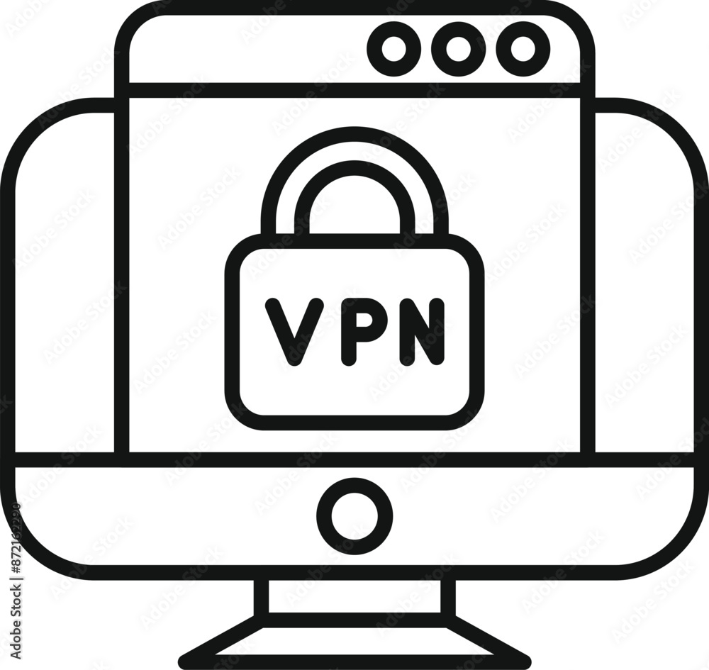 Poster simple icon of a computer with a vpn configuration window open
