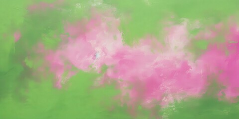 Obraz premium Abstract Surreal Colorful Oil Painting With Green And Pink Tones