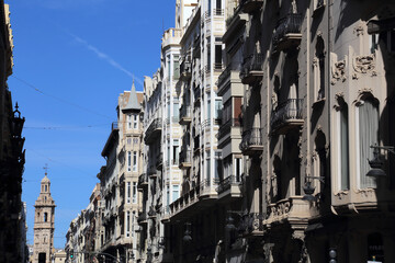 Tower and street in Valencia, Spain