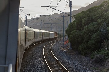 Railroad travel view in New Zealand