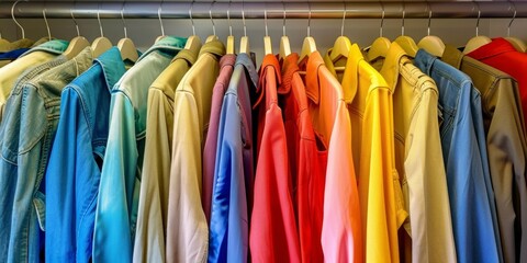 Fototapeta premium Colorful Clothes Hanging on a Rack