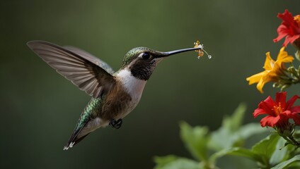 Fototapeta premium A day in the life of a hummingbird, from dawn till dusk ai_generated