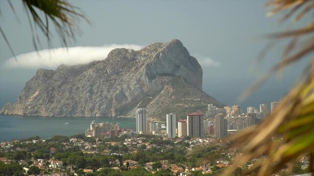 Slow motion, landscape with a big rock on the sea, Pe&ntilde;on de Ifach in Calpe, Alicante (Spain).