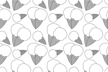 Fun and repetitive ice cream cone pattern coloring page. Perfect for kids and adults to enjoy a creative activity.