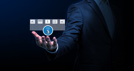 document management system DMS is utilized for enterprise content management, enabling businessmen to manage digital documents, data, and workflows using cloud technology.