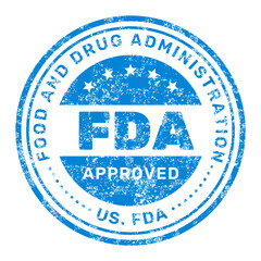 FDA Approved stamp, Food and Drug Administration endorsement, quality symbol, vector