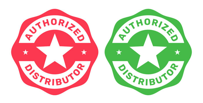 Authorized distributor stamp, reliable seller or trusted vendor seal, distributor emblem, vector