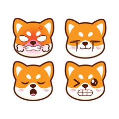 Vector set of cute shiba inu emoticon