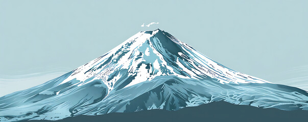 Obraz premium Mount Fuji Japan landscape mountain with snow blue background. 