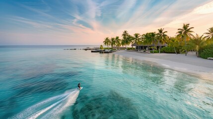 A Lone Rider's Sunrise Sojourn on a Tropical Island