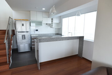 apartment kitchen with wall and base units