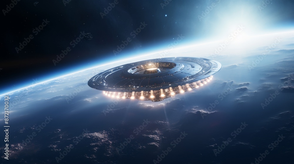 Wall mural spaceships in outer space.