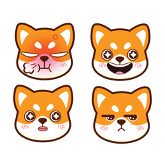 Vector set of cute shiba inu emoticon