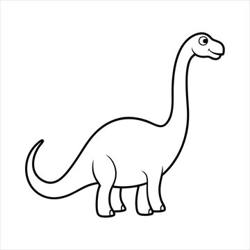 recommend clip art: Cartoon funny baby brontosaurus dinosaur line art