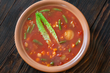 Portion of Minestrone soup