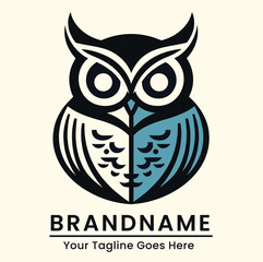 Dual tone owl logo in a modern style perfect for contemporary and stylish branding