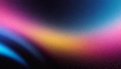 abstract glowing background blue pink yellow waves on black background, grainy gradient, poster banner header design