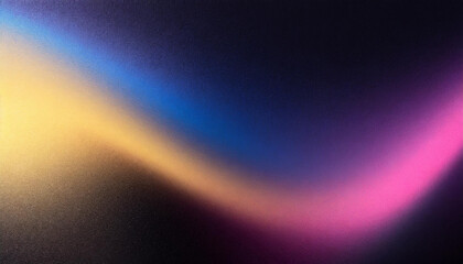 abstract glowing background blue pink yellow waves on black background, grainy gradient, poster banner header design