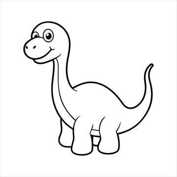 recommend clip art: Cartoon funny baby brontosaurus dinosaur line art