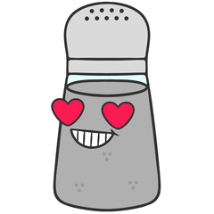 happy heart eyes pepper shaker cartoon illustration