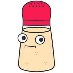 flat face expression spice shaker cartoon illustration