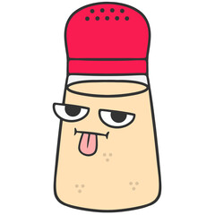 smug tongue out spice shaker cartoon illustration
