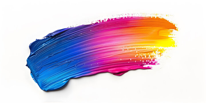 Multi-colored paint stroke on a white background