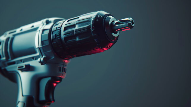 High-Definition Close-Up of Electric Drill with Sleek Design and Precision Engineering