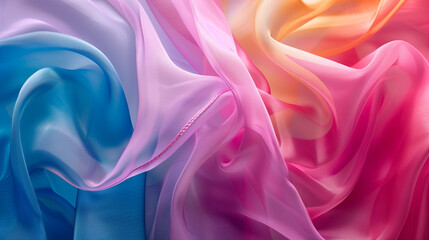 Obraz premium Soft Elegance: Abstract Multicolored Fabric with Wavy Texture, Providing a Visually Soft and Serene Background