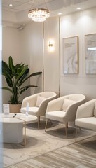 Modern Elegant Waiting Area in Mesotherapy Clinic With Stylish Decor and Comfortable Seating