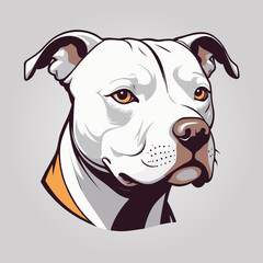 simple cartoon clipart pitbull dog white background, vector, t-shirt print