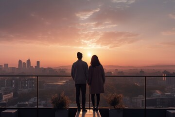 Fototapeta premium Sunset Reverie A Rooftop Panorama.jpeg