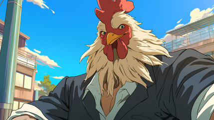 chicken man cartoon character