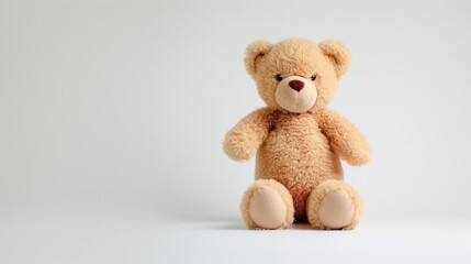 Obraz premium A cuddly teddy bear standing alone on a white background